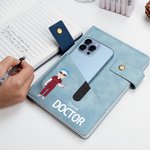 Cuaderno A5 personalizado de cuero PU con nombre bolsillo y personaje de dibujos animados regalo de cumpleaños y agradecimiento para enfermeras