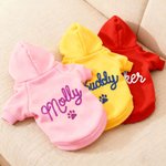 Personalized Paw Print Soft Warm Dog Cat Hoodie Pet Clothes with Yarn-Wrapped Name Birthday Pet Adoption Day Gift for Pet Lover Owner
