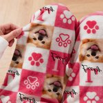 Personalized Paw Print 1-6 Photos Multicolor Plaid Women Men Pajama Pants with Initials and Names Party Birthday Gift for Pet Lovers Owners