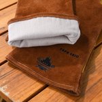Par de guantes personalizados The Grill Father BBQ de cuero de vaca aislante con nombre Accesorios de cocina Día del Padre Cumpleaños Regalo para hombres Papá
