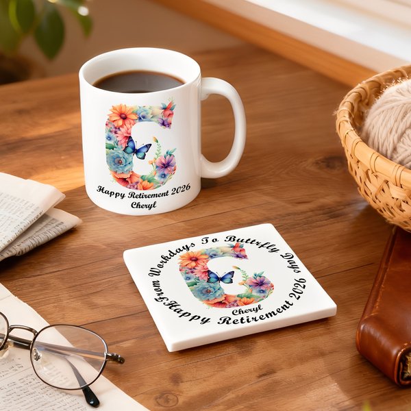 Tazza da caffè in ceramica personalizzata con nome e anno per uso quotidiano Regalo di pensionamento per donna in pensione