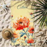 Personalized Watercolour Birth Flower Quick-Dry Microfiber Beach Towel with Name Beach Party Birthday Gift for Girls