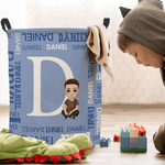 Personalised Word Cloud Cartoon Character Laundry Storage Basket with Name and Initial Daily Use Birthday Anniversary Gift for Friends Family