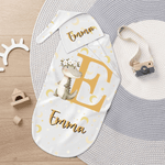Personlig blomsterkransdyr 100% bomull Swaddle teppe og lue sett med navn bursdag baby shower gave til nyfødte babyer