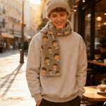 Gepersonaliseerde Funny Face Photo Name Multicolor Zachte Warme Flanellen Sjaal Winter Accessoires Verjaardagscadeau voor Vrouwen Mannen Huisdierenliefhebbers