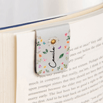 Personalisierte Geburt Blume Floral PU Leder magnetische Lesezeichen Clip mit Namen Lesen Zubehör täglichen Gebrauch Geburtstag Geschenk für Bücherwürmer Bibliothekare