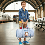 Personalised Cartoon Traveling Animals Travel Duffel Bag with Name and Shoulder Strap Daily Use Birthday Gift for Kid Teenager Student