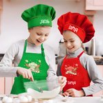 Personalized Little Chef Adjustable Kid Apron Chef Hat Set with Name and Pocket Cooking Accessory Birthday Valentine's Day Gift for Boys Girls