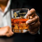 Personalised Funny Prescription Bourbon Whiskey Glasses and Slate Coaster with Name Father's Day Birthday Gift for Grandpa Dad