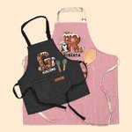 Grembiule da cucina personalizzato in cotone con nome e pinguino in stile cartone animato regalo di Natale per bambini e adulti