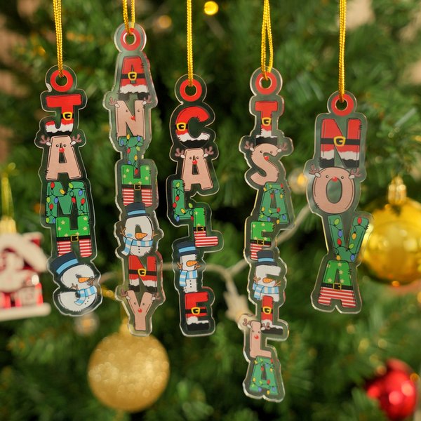 Ornement Alphabet Acrylique Personnalisé avec Nom Etiquette de Bas Décor de Noël Favori pour Famille Amis