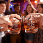 Personalised Best Friends Whiskey Glasses Coaster Set with Name Party Anniversary Gift for Whiskey Lovers