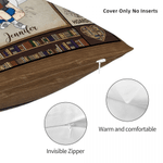 Personalized Book Cartoon Reading Character Soft Throw Pillow Cover with Name and Title Home Decor Birthday Gift for Bookworms