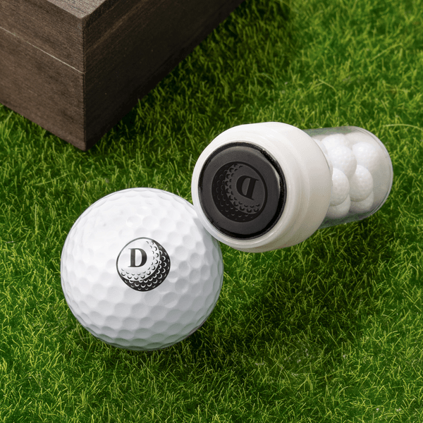 Personalized Golf Elements Monogram Design Golf Ball Stamp with Name and Wooden Storage Box Golf Accessory Birthday Gift for Golf Lover Player