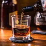 Personalised Funny Prescription Bourbon Whiskey Glasses and Slate Coaster with Name Father's Day Birthday Gift for Grandpa Dad