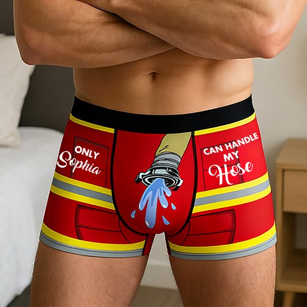 Gepersonaliseerd Leuk Brandweerman Ontwerp Mannen Boxer Brief Ondergoed met Naam Verjaardag Valentijnsdag Kerstcadeau voor Man Vriendje