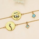 Personlig Marsupilami fødselssteinsarmbånd med navn Bursdagsgave til familie og venner | Callie × Marsupilami®