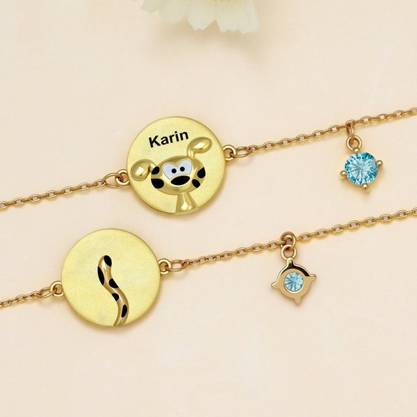 Personalized Long-Tailed Marsupilami Birthstone Bracelet with Name Birthday Gift for Family Friends | Callie × Marsupilami®