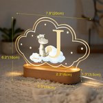 Personalized Wreath Animals Star Initial Acrylic LED Night Light with Name and Wooden Base Nursery Decor Birthday Gift for Kids