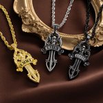 Personalized Rose Daggers Scrolls Zircon Necklace with Name Vintage Aesthetic Jewellery Birthday Gift for Medieval Style Lovers Gothic Girls