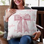 Personalised Pink Coquette Bow Soft Trow Pillow Cover with Name Home Decor  Holiday Gift for WomenFriends