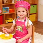 Personalized Little Chef Adjustable Kid Apron Chef Hat Set with Name and Pocket Cooking Accessory Birthday Valentine's Day Gift for Boys Girls