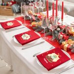 Tovagliolo riutilizzabile personalizzato in cotone con nome e angelo di Natale decorazione festiva per la tavola regalo di Natale per famiglia e amici
