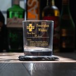 Personalised Funny Prescription Bourbon Whiskey Glasses and Slate Coaster with Name Father's Day Birthday Gift for Grandpa Dad