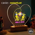 Spersonalizowana lampka nocna LED w kształcie serca z imionami dla pary na Walentynki | Callie × Marsupilami®