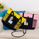 Borsa tote grande personalizzata con nome e personaggio animato con tasche a rete regalo di compleanno per infermieri o medici e per donne