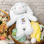Peluche lapin en coton personnalisée avec motif de petit lapin initiale et nom Cadeau de Pâques pour les nouveau-nés et les enfants