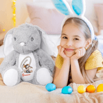 Peluche lapin en coton personnalisée avec motif de petit lapin initiale et nom Cadeau de Pâques pour les nouveau-nés et les enfants