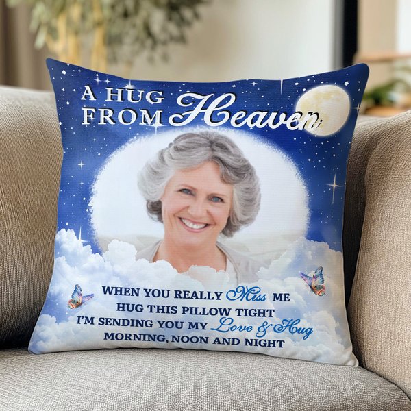 Personalised Starry Sky Moon Clouds Photo Design Soft Cushion Cover with Name and Text Home Decor Memorial Gift for Family Friends