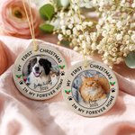 Personalized My First Christmas Photo Ceramic Christmas Ornament with Name and Year Home Tree Decor Christmas Gift for Family Friends Pet Lovers