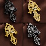 Personalized Rose Daggers Scrolls Zircon Necklace with Name Vintage Aesthetic Jewellery Birthday Gift for Medieval Style Lovers Gothic Girls