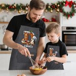 Grembiule da cucina personalizzato in cotone con nome e pinguino in stile cartone animato regalo di Natale per bambini e adulti