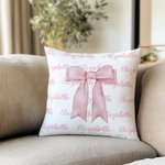 Personalised Pink Coquette Bow Soft Trow Pillow Cover with Name Home Decor  Holiday Gift for WomenFriends