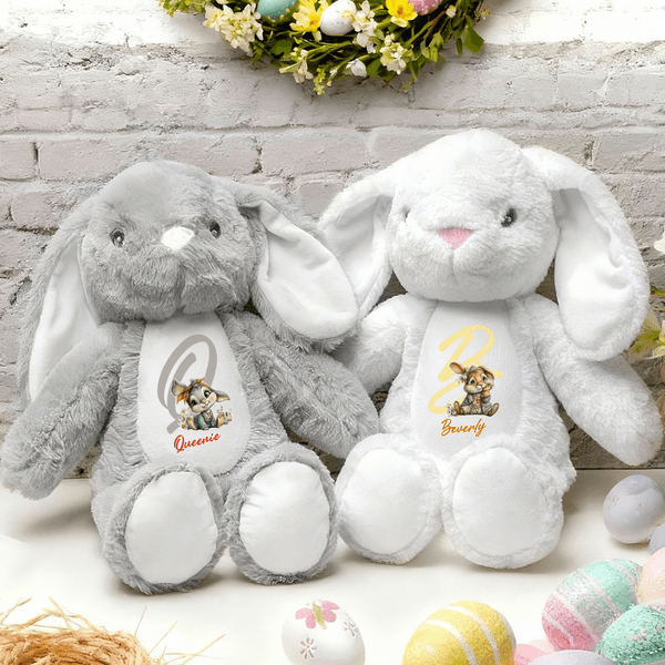 Giocattolo di peluche coniglietto pasquale personalizzato con iniziale e nome Regalo di Pasqua per bambini