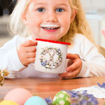 Henkilökohtainen Happy Easter Cute Wreath Egg Egg Bunny 12 oz emali muki nimi pääsiäisen syntymäpäivälahja lapsille