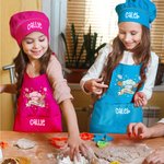 Personalized Little Chef Adjustable Kid Apron Chef Hat Set with Name and Pocket Cooking Accessory Birthday Valentine's Day Gift for Boys Girls