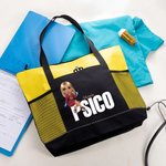 Borsa tote grande personalizzata con nome e personaggio animato con tasche a rete regalo di compleanno per infermieri o medici e per donne