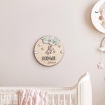 Personalised Teddy Bear Footprints Wooden Baby Announcement Sign with Name and Birth Stats Baby Shower Gift for Newborns Expectant Parents