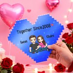 Personalised Together Since Many Years Rainbow Cartoon Character Heart Building Brick Puzzles with Name Home Decor Valentine's Day Gift for Couple