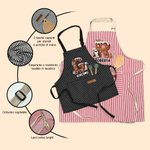 Grembiule da cucina personalizzato in cotone con nome e pinguino in stile cartone animato regalo di Natale per bambini e adulti