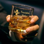 Personalised Funny Prescription Bourbon Whiskey Glasses and Slate Coaster with Name Father's Day Birthday Gift for Grandpa Dad
