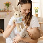 Spersonalizowana koszulka z kokardą Pluszowy zajączek wielkanocny Pluszowa zabawka z inicjałem i imieniem Wielkanocny prezent dla noworodków i dzieci