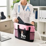 Borsa tote grande personalizzata con nome e personaggio animato con tasche a rete regalo di compleanno per infermieri o medici e per donne