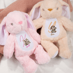 Peluche lapin en coton personnalisée avec motif de petit lapin initiale et nom Cadeau de Pâques pour les nouveau-nés et les enfants