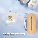 Personalized Wreath Animals Star Initial Acrylic LED Night Light with Name and Wooden Base Nursery Decor Birthday Gift for Kids