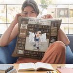Personalized Book Cartoon Reading Character Soft Throw Pillow Cover with Name and Title Home Decor Birthday Gift for Bookworms